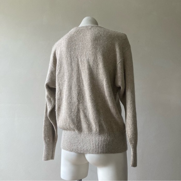 Cristina | Vintage Silk Blend Autumn Leaf Beaded Angora Embroidered Crew Sweater - Picture 3 of 8